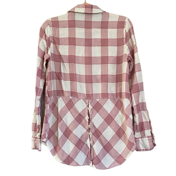 Lucky Brand Women’s Pink White Plaid Button Down Blouse Women’s Small - Picture 3 of 9